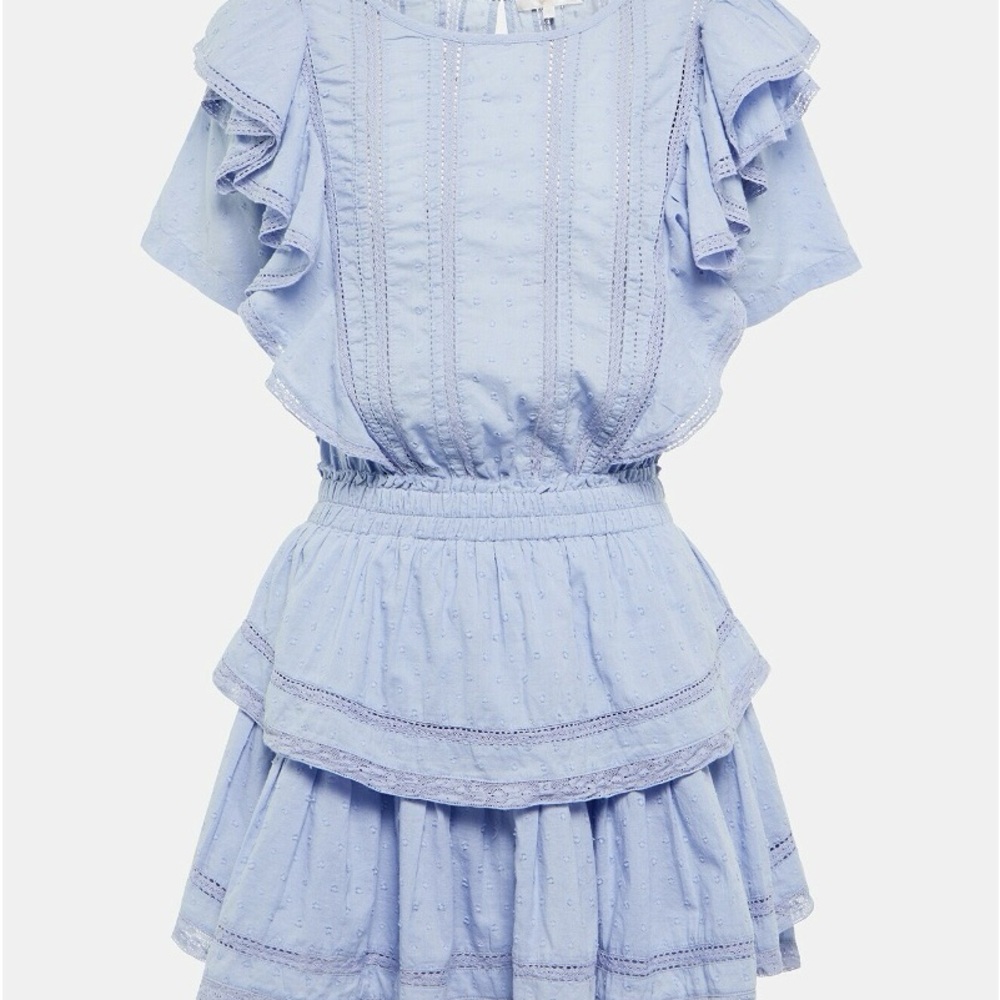 LoveShackFancy Light Blue Ruffled Mini Dress worn once - Picture 4 of 11
